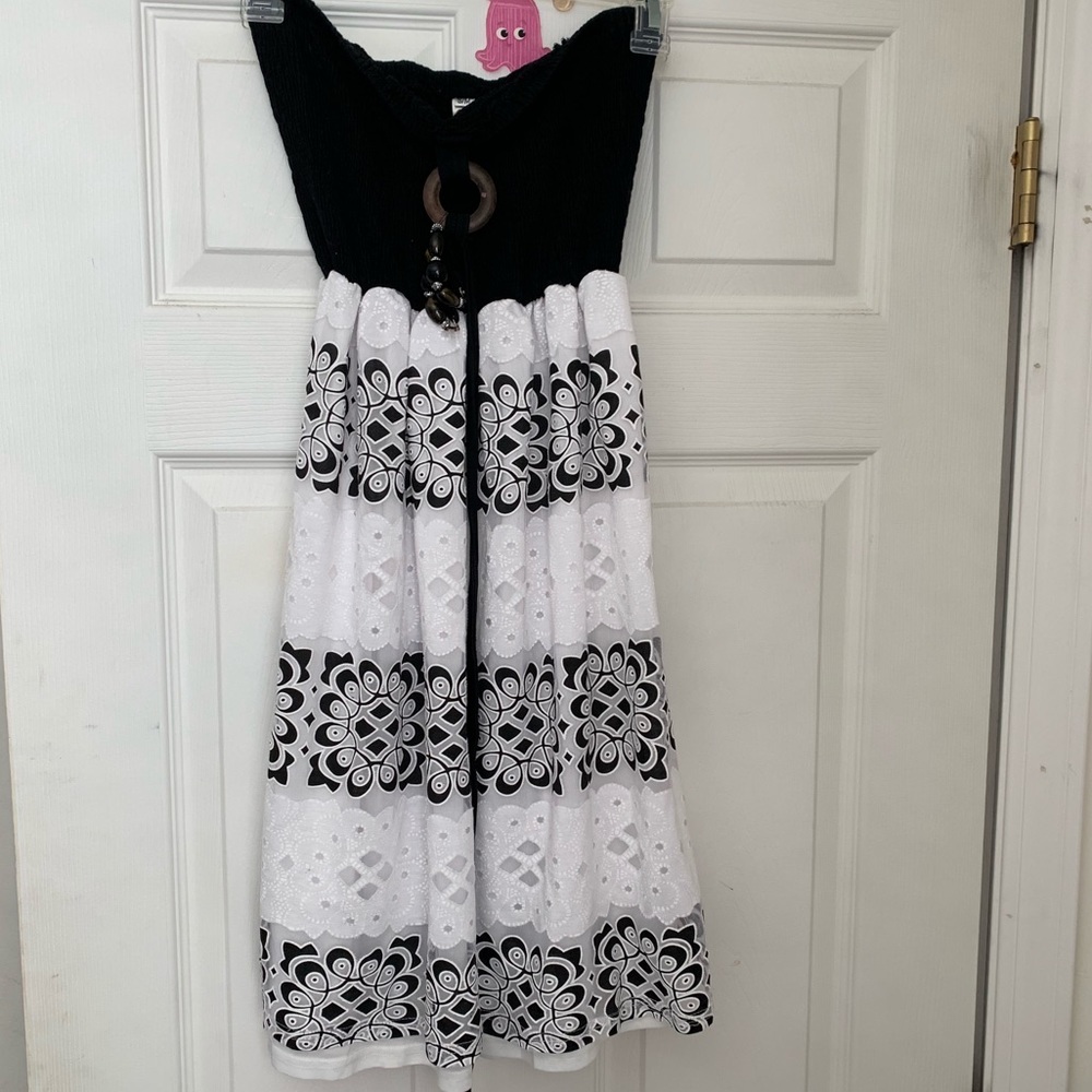 Summer strapless beach dress.